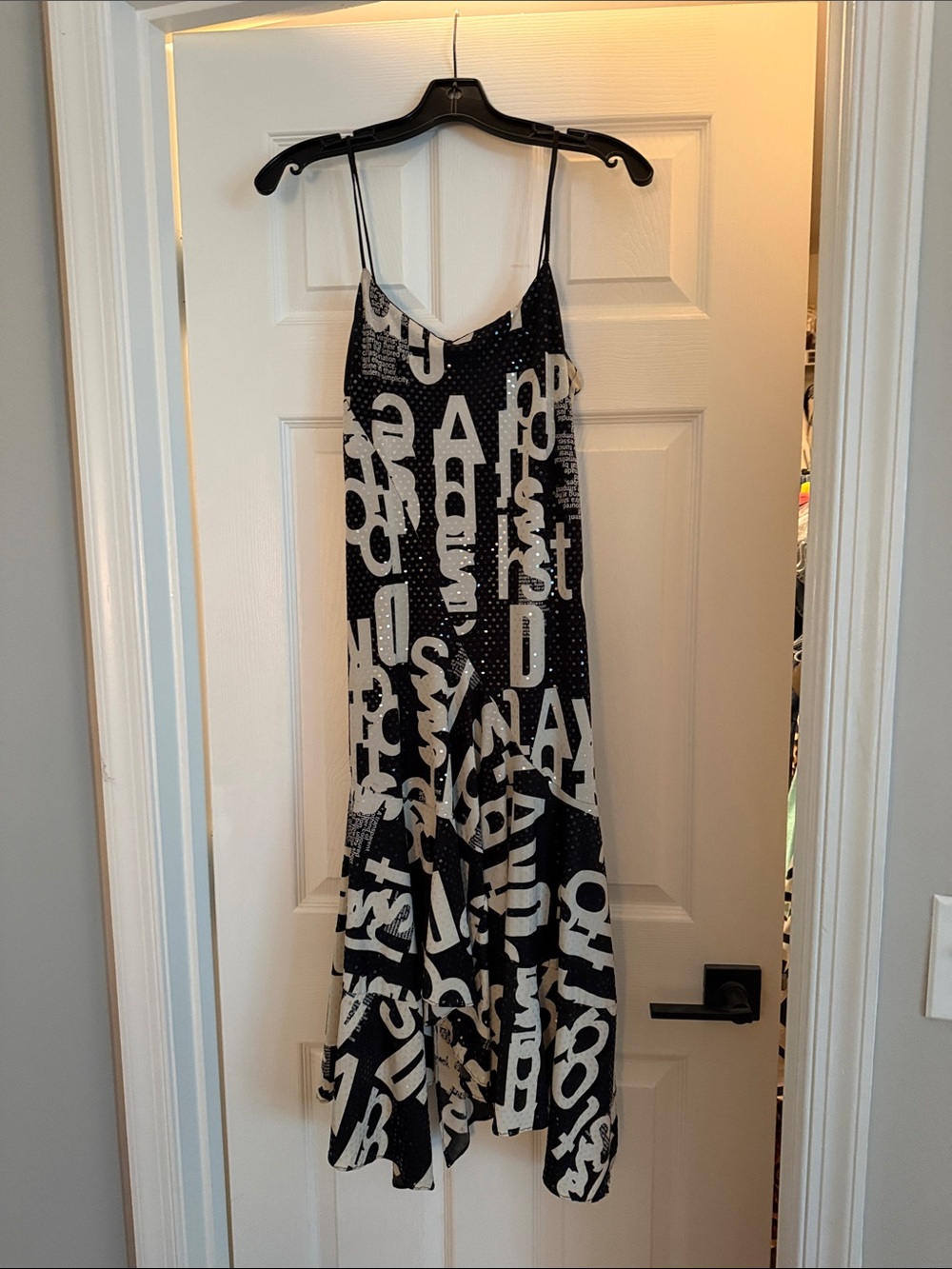Alexia Admor Black and White Typographic Slip Dress